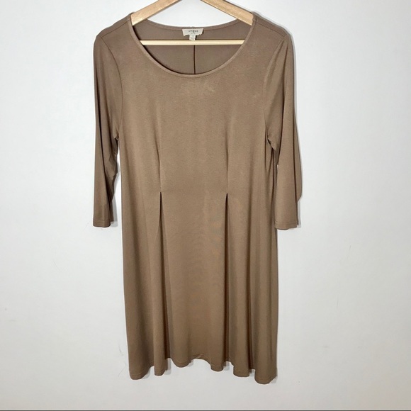 Umgee Brown 3/4 Sleeve Flowy Dress - Picture 2 of 6